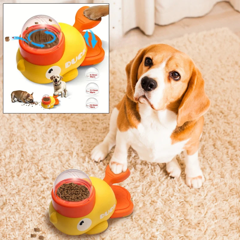 Engaging Dog Food Feeder - Cartoon Duck Design Puzzle Toy for Happy, Healthy Pets