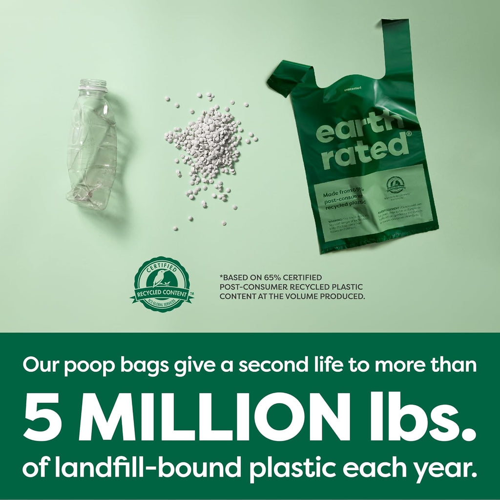 Dog Poop Bags with Easy-To-Tie Handles, Extra Wide Opening, Dispensing Boxes, Guaranteed Leakproof, Lavender, 600 Handle Bags