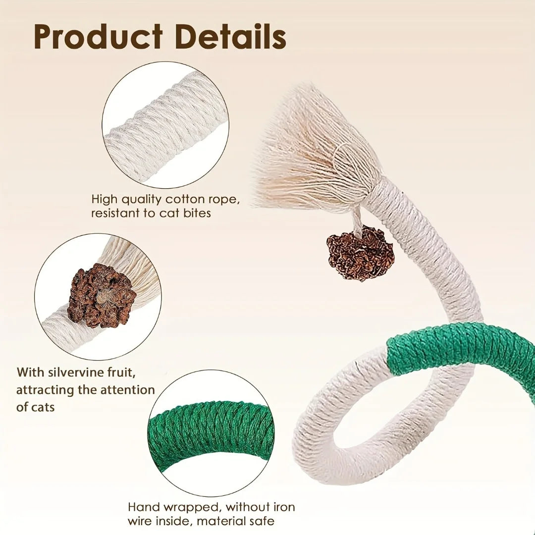 Engaging Cotton Cat Chew Toy - Perfect for Teeth Cleaning and Nibbling Fun with Catnip Rope