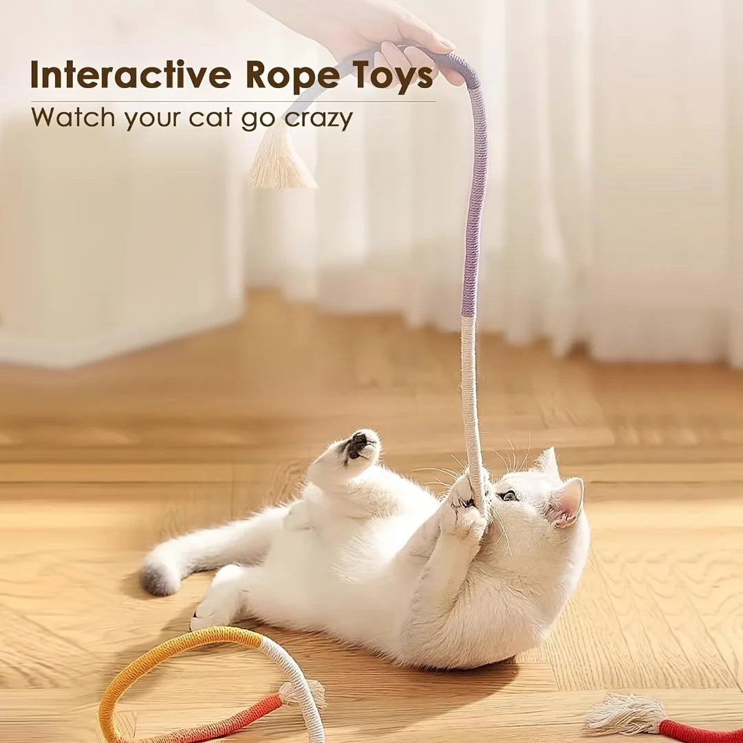 Engaging Cotton Cat Chew Toy - Perfect for Teeth Cleaning and Nibbling Fun with Catnip Rope