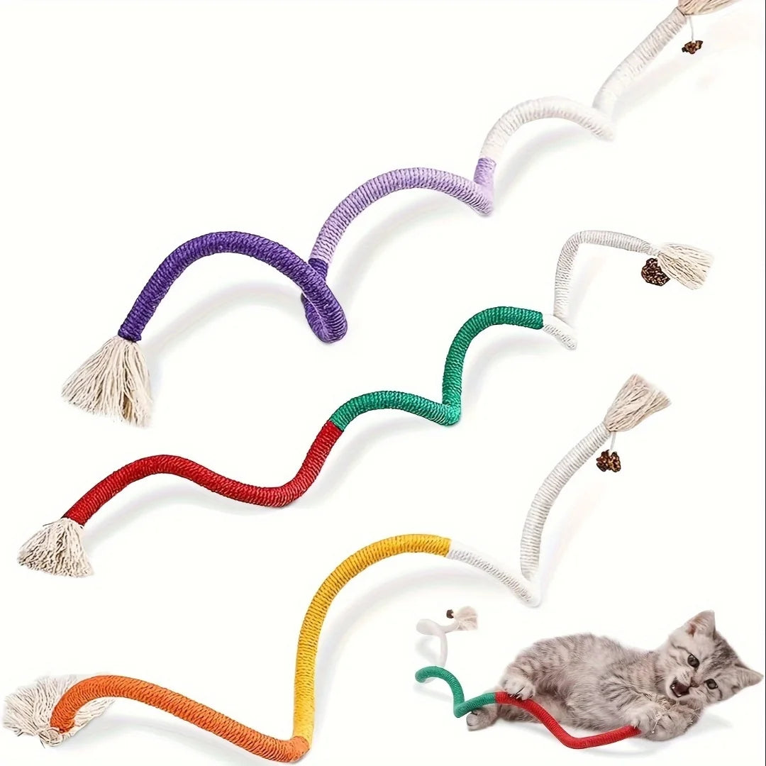 Engaging Cotton Cat Chew Toy - Perfect for Teeth Cleaning and Nibbling Fun with Catnip Rope